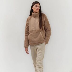 GIRLFRIEND COLLECTIVE everyone half zip fleece mushroom